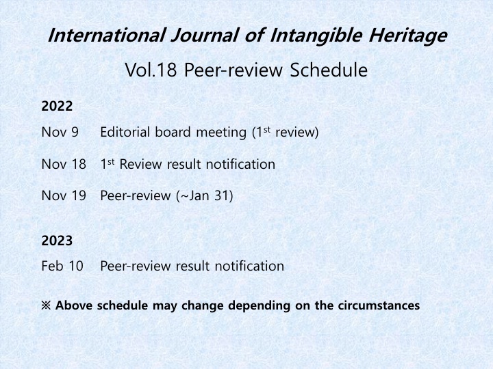Peer-review schedule for Volume 18